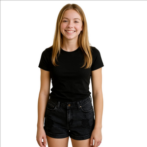 Kancan Black Denim Cuffed Shorts Women's Size 9 28